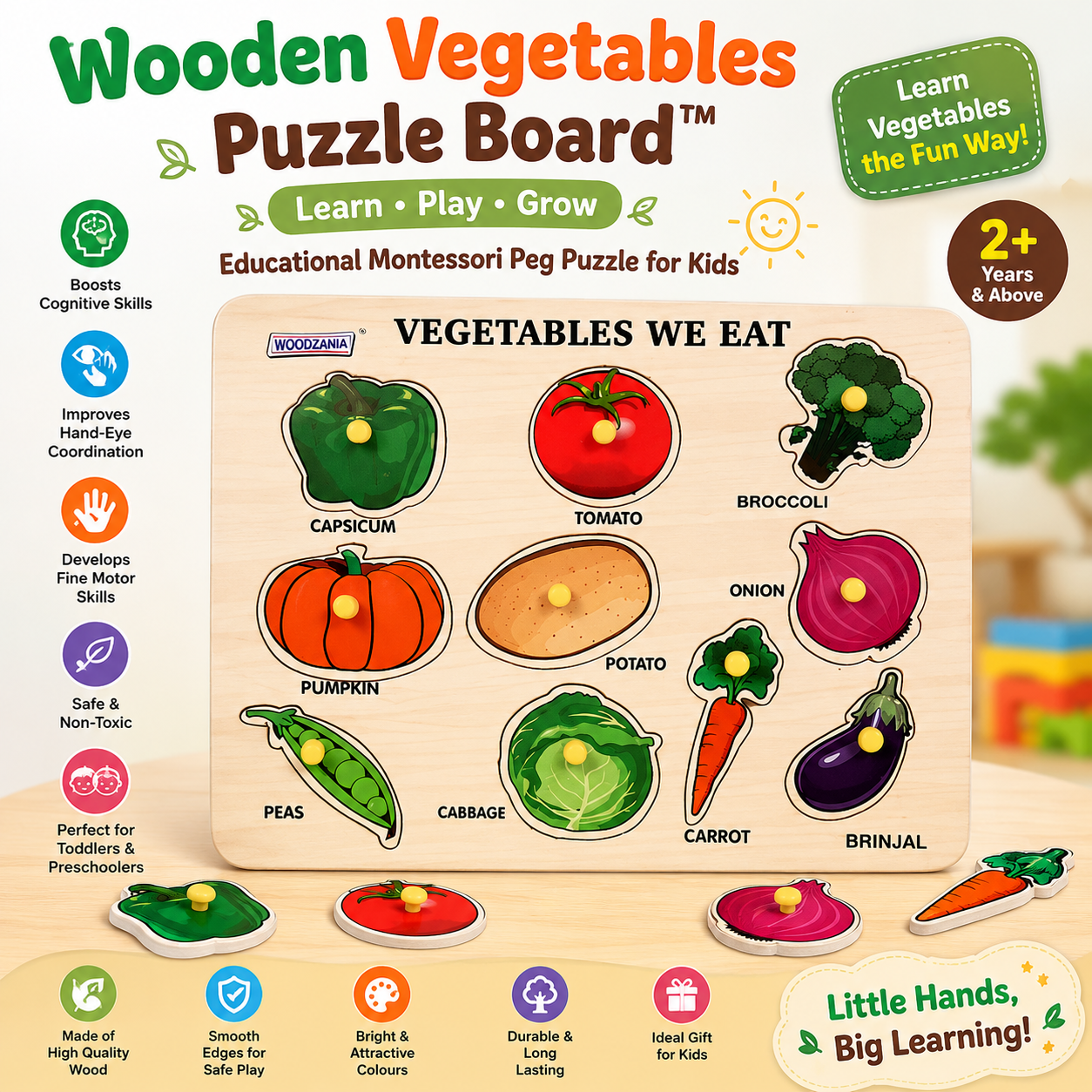 Wooden Vegetables Puzzle Board 🌽
