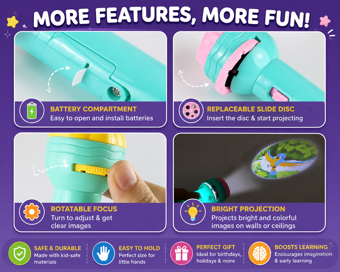 Magical Projector Flashlight for Kids ✨ Educational Learning Toy