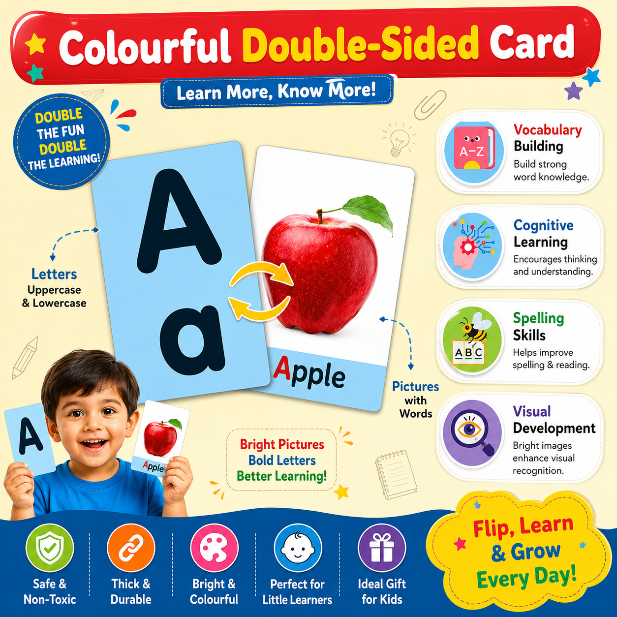 📚 All-in-One Flash Cards| 72 Educational Flash Cards with 120+ Pictures 🧠👶