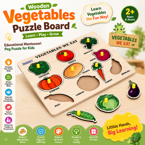 Wooden Vegetables Puzzle Board 🌽
